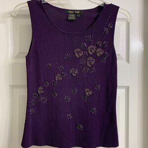 High Point Brand Women's Eggplant Color Sleeveless Blouse, Size L